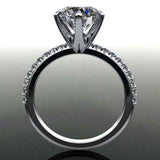 Hidden Halo Engagement Ring 1.5ct Round Cut VVS1D Diamond 14k White Gold Finish