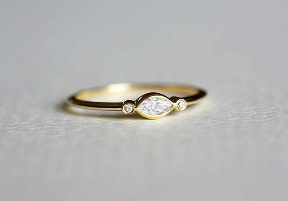 1ct Marquise Diamond Engagement Ring 14k Yellow Gold Over Round Accents Trilogy