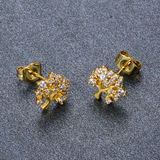 1.3ct Round Cut Diamond Tree Branch Style Stud Earrings 14k Yellow Gold Finish