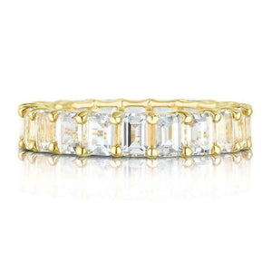 3.5ct Emerald Cut Diamond Wedding Band 14k Yellow Gold Finish Iced Full Eternity