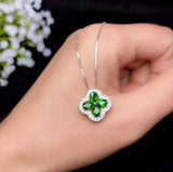 2.2ct Green Emerald Pendant Oval Cut Halo Stylish 14k White Gold Finish NO CHAIN