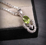 2.3ct Green Peridot Pendant Oval Cut Stylish 14k White Gold Finish NO CHAIN