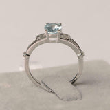 1ct Engagement Ring Oval Cut Aquamarine Heart Split Shank 14k White Gold Finish