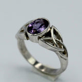 2ct Oval Purple Amethyst Engagement Ring Celtic Trinity Knot 14k White Gold Over