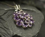 4ct Purple Amethyst Pendant Round Cut Cluster 14k White Gold Finish NO CHAIN