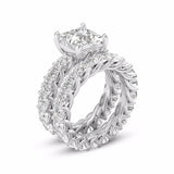 4Ct Princess Diamond Bridal Set Eternity Solitaire Ring Band 14K White Gold Over