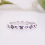 1ct Round Cut Purple Amethyst Wedding Band Milgrain Eternity 14k White Gold Over