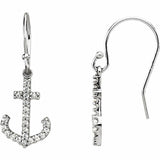 1ct Round Cut VVS1 D Diamond Anchor Stud Earrings Women 14k White Gold Finish