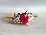 1.8ct Engagement Ring Oval Cut Pink Ruby Cluster Design 14k Yellow Gold Finish