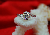 1ct Round Cut Diamond Engagement Ring 14k White Gold Over Swirl Accent Solitaire