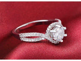 3Ct Round Cut Diamond Halo Split Shank Engagement Ring 14K White Gold Finish