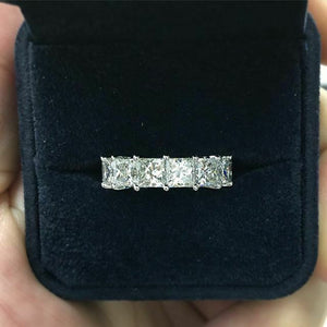 6Ct Princess Cut Diamond Women Wedding Band 14K White Gold Finish Full Eternity