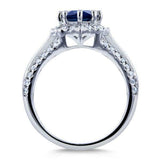 4Ct Round Cut Blue Sapphire Diamond Halo Engagement Ring 14K White Gold Finish