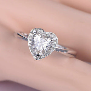 Halo Engagement Ring 1ct Heart Brilliant Cut VVS1D Diamond 14k White Gold Finish