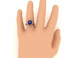 1.7ct Cushion Cut Blue Sapphire Engagement Ring Diamond Accent 18k RoseGold Over