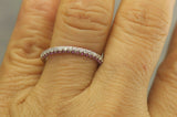 2Ct Round Cut Purple Amethyst Three Row Diamond Wedding Band 14K White Gold Over