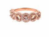 5Ct Round Cut Peach Morganite Diamond Halo Wedding Band Ring 14K Rose Gold Over