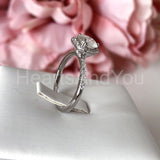 1ct Round Cut Moissanite Heart Shape Halo Engagement Ring 14k White Gold Plated