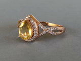 2ct Pear Cut Yellow Sapphire Halo Infinity Engagement Ring 14k Rose Gold Finish