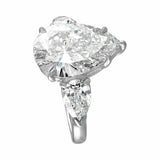 3ct Pear Cut Diamond Accents Trilogy Engagement Ring 14k White Gold Finish