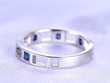 1.5ct Princess Cut Blue Sapphire Wedding Band Anniversary 14k White Gold Finish