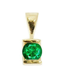 1ct Round Cut Green Emerald Unique Design Pendant 14k YellowGold Finish NO CHAIN