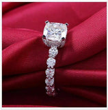 4Ct Cushion Cut Diamond Solitaire Eternity Engagement Ring 14K White Gold Finish