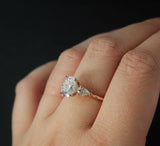 Pear Accents Trilogy Engagement Ring 2.1ct Oval Cut Diamond 14k Rose Gold Finish