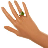 4ct Cushion Green Peridot Diamond Cocktail Engagement Ring 14k Yellow Gold Over