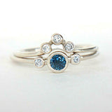 1.2ct Round Cut London Blue Topaz Engagement Ring Bridal Set 14k White Gold Over