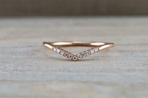 0.6ct Round Cut VVS1 Diamond Wedding Band 14k Rose Gold Finish Curved Minimalist