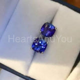 0.7ct Round Simulated Tanzanite Solitaire Stud Earrings 14k White Gold Plated