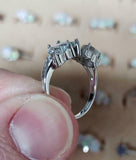 2.5ct Heart Cut Blue Aquamarine Split Shank Trilogy Ring 14k White Gold Finish