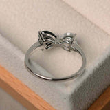 1.2ct Engagement Ring Heart Cut B & W Diamond Bow Knot 14k White Gold Finish