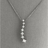 3Ct Princess Cut Diamond Drop Journey Pendant 14K White Gold Finish WITH CHAIN