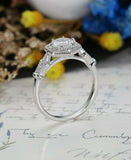 2ct Round Cut Diamond Engagement Ring 14k White Gold Over Milgrain Hexagon Shape