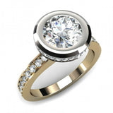 2ct Round Cut Diamond Bezel Setting Women Engagement Ring 14k Gold Finish