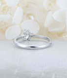 1ct Oval Cut Diamond Engagement Ring Minimalist Trilogy 14k White Gold Finish