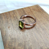 1.5ct Engagement Ring Emerald Cut Green Peridot Solitaire 14k Rose Gold Finish