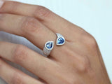 5ct Engagement Ring Pear Cut Blue Sapphire Cuff Bypass 14k White Gold Finish