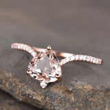 1ct Heart Cut Peach Morganite Solitaire Engagement Ring 14k Rose Gold Finish