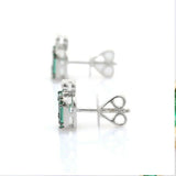 1.4ct Stud Earrings Baguette Cut Green Emerald Cluster 14k White Gold Finish