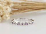 1ct Round Cut Purple Amethyst Wedding Band Half Eternity 14k White Gold Finish