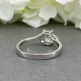 Accent Solitaire Engagement Ring 1.5ct Radiant Cut Diamond 14k White Gold Finish