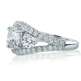 3ct Round Cut Diamond Engagement Ring Trilogy Cocktail Iced 14k White Gold Over