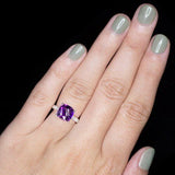 2.5Ct Cushion Purple Amethyst Engagement Ring 14K White Gold Over Diamond Accent