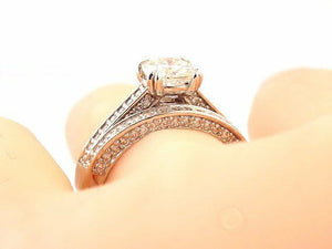 2.5ct Cushion Cut VVS1 Diamond Bridal Set Engagement Ring 18k White Gold Finish