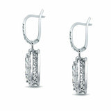 2Ct Pear Cut Diamond Stylish Halo Drop Earrings for Women 14K White Gold Finish