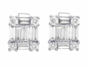 1.6ct Baguette Cut VVS1D Diamond Unique Design Stud Earrings 14k White Gold Over