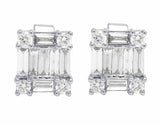 1.6ct Baguette Cut VVS1D Diamond Unique Design Stud Earrings 14k White Gold Over